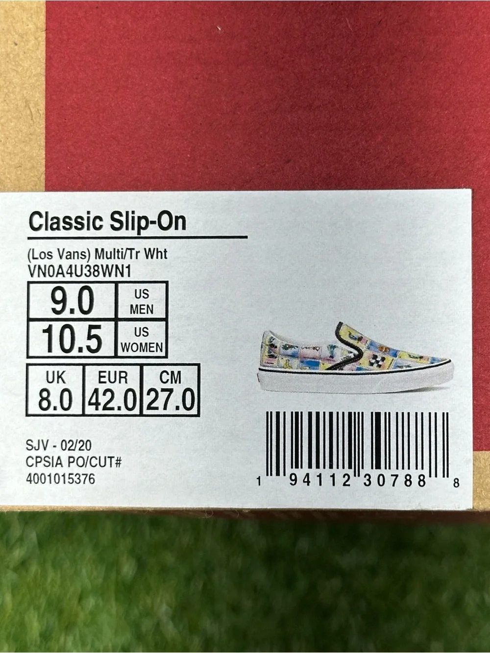 Vans Classic Slip-On Los Vans, Multicolor/ white, Men’s 9/Women 10.5  VN0A4U38WN